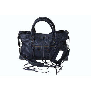 Balenciaga The City Handbag Navy Blue Leather Shoulder Bag